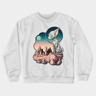 Sphynx Cat - Extraterrestrial Lovecraft Landscape Crewneck Sweatshirt